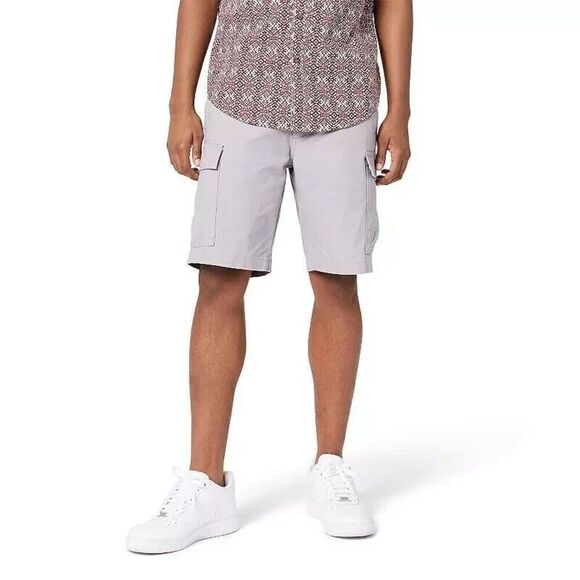 Dockers Mens Straight-Fit Foil Tech Shorts Cotton Grey Size Big Tall 52" Waist - Picture 1 of 5